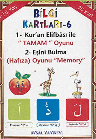 Bilgi Kartları - 6 - 1. Kur`an Elifbası ile Tamam Oyunu 2. Eşini Bulma Hafıza Oyunu Memory kapağı