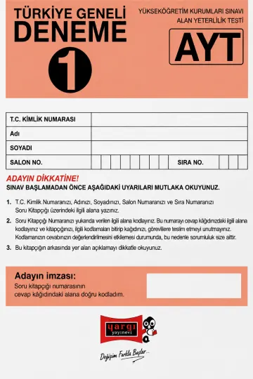 AYT Türkiye Geneli Deneme 1 kapağı